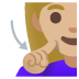 Gehörlose Frau: mittelhelle Hautfarbe-Emoji auf Google