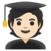 Student: Light Skin Tone emoji on Google
