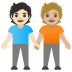 Emoji Deux personnes se tenant la main : peau claire et peau moyennement claire sur Google