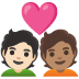 Couple with Heart: Person, Person, Light Skin Tone, Medium Skin Tone emoji on Google