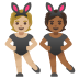Emoji Orang dengan telinga arnab: ton kulit sederhana cerah dan ton kulit sederhana gelap pada Google