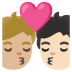 Emoji Bisou : adulte, adulte, peau moyennement claire et peau claire sur Google