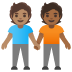Emoji Pessoas de mãos dadas: pele morena e pele morena escura no Google
