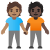 Emoji Deux personnes se tenant la main : peau légèrement mate et peau foncée sur Google