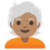 Person: Medium Skin Tone, White Hair emoji on Google
