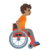 Emoji Orang dalam kerusi roda manual: ton kulit sederhana dan menghadap kanan pada Google