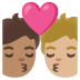 Kiss: Person, Person, Medium Skin Tone, Medium-Light Skin Tone emoji on Google