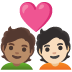 Emoji Cặp đôi với trái tim: người, người, màu da trung bình, màu da sáng trên Google