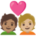 อีโมจิ คู่รัก: คน คน โทนผิวสีเหลือง และ โทนผิวสีขาวเหลือง บน Google
