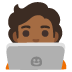 Emoji Persona esperta di tecnologia: carnagione abbastanza scura su Google