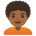 Person: Medium-Dark Skin Tone, Curly Hair emoji on Google