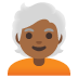 Emoji Dewasa: warna kulit gelap-sedang, rambut putih di Google