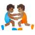 People Wrestling: Medium-Dark Skin Tone, Medium Skin Tone emoji on Google