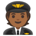 Emoji Juruterbang: ton kulit sederhana gelap pada Google