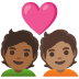 Couple with Heart: Person, Person, Medium-Dark Skin Tone, Medium Skin Tone emoji on Google