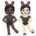 Emoji Personnes avec des oreilles de lapin : peau foncée et peau claire sur Google
