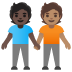 Emoji Deux personnes se tenant la main : peau foncée et peau légèrement mate sur Google