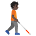 Person with White Cane Facing Right: Dark Skin Tone emoji on Google