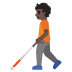 Person with White Cane: Dark Skin Tone emoji on Google