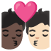 Emoji Nụ hôn: người, người, màu da tối, màu da sáng trên Google