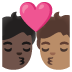 Sich küssendes Paar: Person, Person, dunkle Hautfarbe und mittlere Hautfarbe-Emoji auf Google