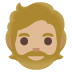 Person: Medium-Light Skin Tone, Beard emoji on Google