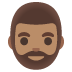 Man: Medium Skin Tone, Beard emoji on Google