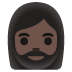 Woman: Dark Skin Tone, Beard emoji on Google