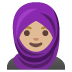 อีโมจิ ผู้หญิงโพกศีรษะ: โทนผิวสีขาวเหลือง บน Google