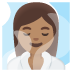 Woman in Steamy Room: Medium Skin Tone emoji on Google