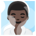 Man in Steamy Room: Dark Skin Tone emoji on Google