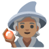 Google での 魔法使い: 中間の肌色 絵文字