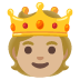 Emoji Orang memakai mahkota: ton kulit sederhana cerah pada Google