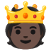 Person with Crown: Dark Skin Tone emoji on Google