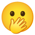 Emoji Visage avec yeux ouverts et main sur la bouche sur Google