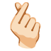 Hand with Index Finger and Thumb Crossed: Light Skin Tone emoji on Google