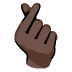 Hand with Index Finger and Thumb Crossed: Dark Skin Tone emoji on Google