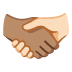Handshake: Medium Skin Tone, Light Skin Tone emoji on Google