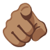 Index Pointing at the Viewer: Medium Skin Tone emoji on Google