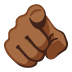 Index Pointing at the Viewer: Medium-Dark Skin Tone emoji on Google