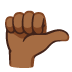 Rightwards Thumb Sign: Medium-Dark Skin Tone emoji on Google