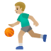 Man Bouncing Ball: Medium-Light Skin Tone emoji on Google