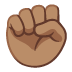 Raised Fist: Medium Skin Tone emoji on Google