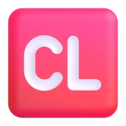 Großbuchstaben CL in rotem Quadrat-Emoji auf Microsoft