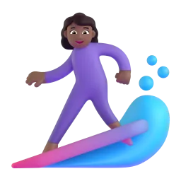 Emoji Mujer haciendo surf: tono de piel oscuro medio en Microsoft