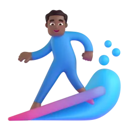 Man Surfing: Medium-Dark Skin Tone emoji on Microsoft