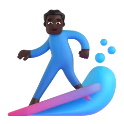Man Surfing: Dark Skin Tone emoji on Microsoft