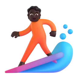 Person Surfing: Dark Skin Tone emoji on Microsoft