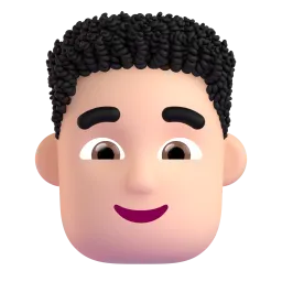 Emoji Pria: warna kulit cerah, rambut keriting di Microsoft