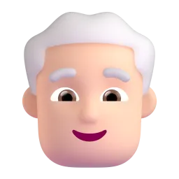 Emoji Pria: warna kulit cerah, rambut putih di Microsoft